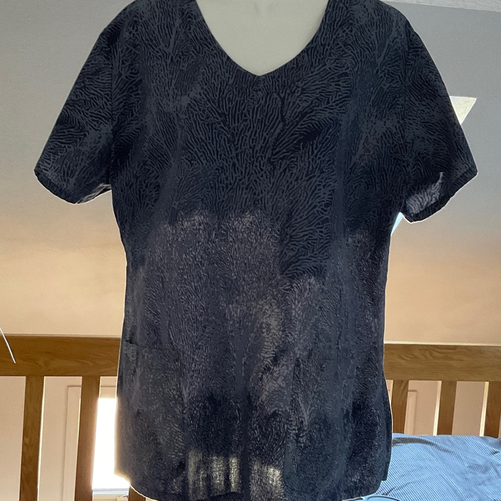 Grey's Anatomy Navy Patterned Scrub Top